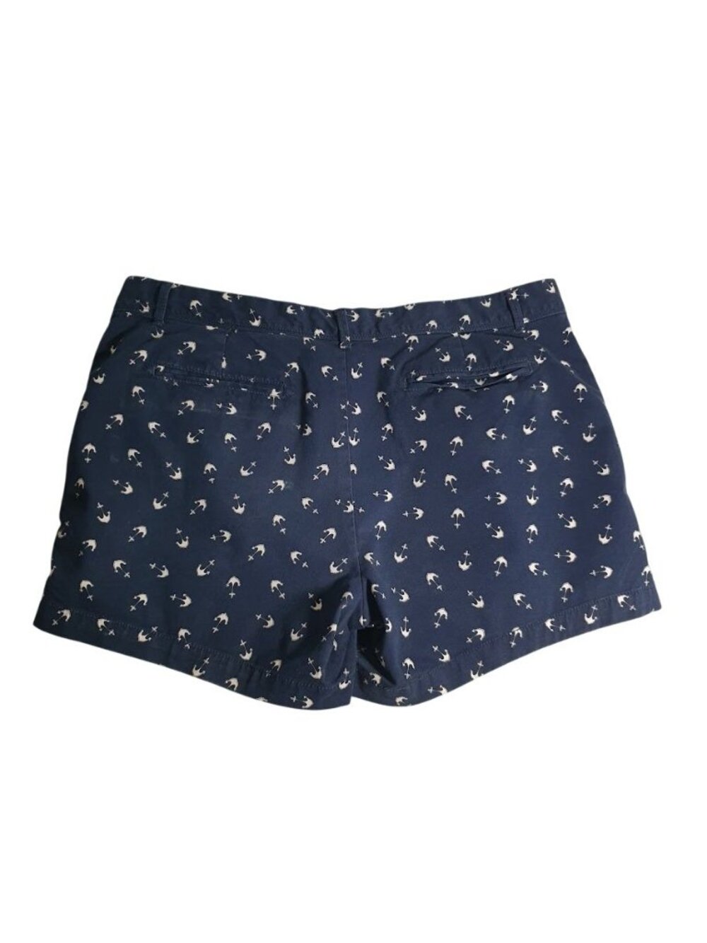 Banana Republic Womens Navy Anchor Print Cotton Shorts Size 14 Casual Flat Front